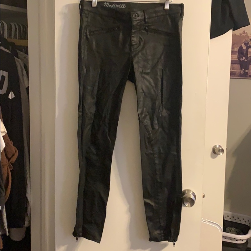 Madewell coated moto jeans